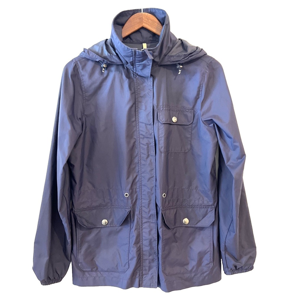Lands' End Canvas 1963 Hooded Windbreaker Jacket Lightweight Size S Blue Vintage